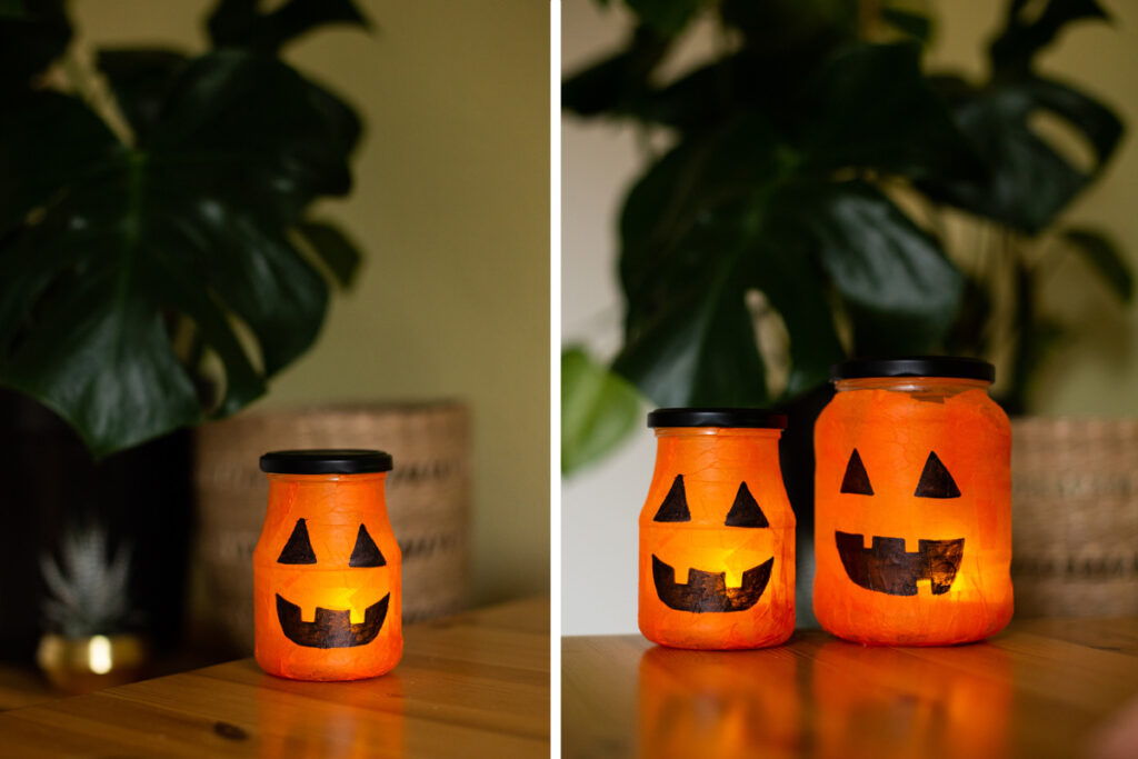 DIY Halloween Deko selber machen - Leuchtende Kürbis Lichter - DIY