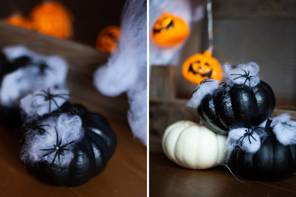DIY Halloween Kürbis Dekoration mit Spinnen