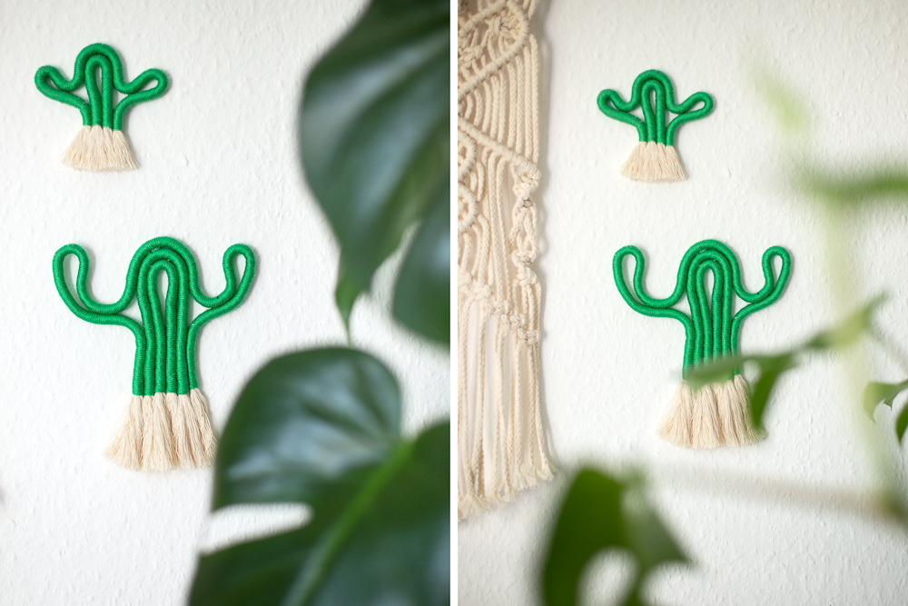 DIY Kaktus aus Wolle selber machen - Makramee Wanddeko