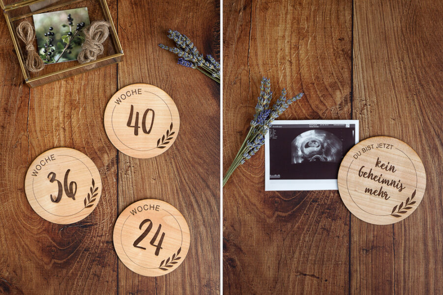 DIY Meilensteinkarten Schwangerschaft aus Holz selber machen