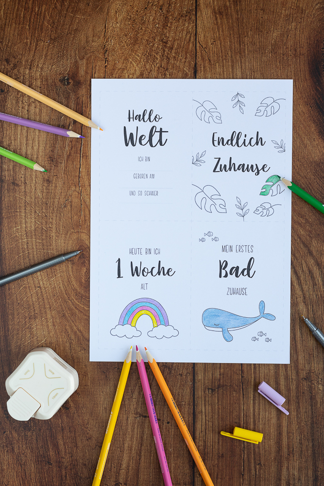 Baby-Meilensteinkarten selber machen - mit kostenloser Druckvorlage
